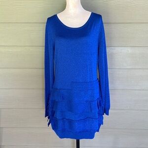 BCBGMaxAzria Silk Blend Sparkly Tiered Sweater Dress